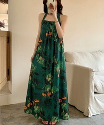 【Y2Kガーリー】レトロプリント キャミワンピース/ルームウェア・パジャマワンピースセット