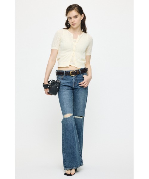MOUSSY(マウジー)の「【セットアップ対応】EYELET KNIT カーディガン(カーディガン/ボレロ・レディース・ネイビー/アイボリー/イエロー・FREE)」の6枚目の写真
