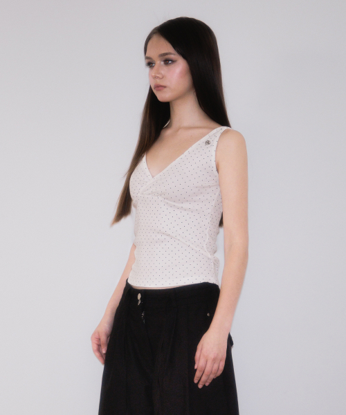 ROSEFRANTZ（ロゼフランツ）の「Dot V-neck Layered Sleeveless [White]（Tシャツ/カットソー・レディース・ホワイト・OS）」の3枚目の写真