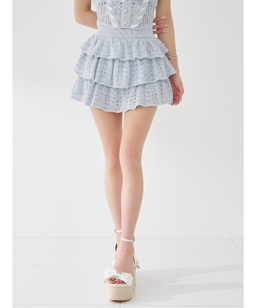 Darich(ダーリッチ)の「クロシェニットフリルセットアップ(セットアップ・レディース・サックスブルー/ブラック/アイボリー・FREE/FL)」の16枚目の写真