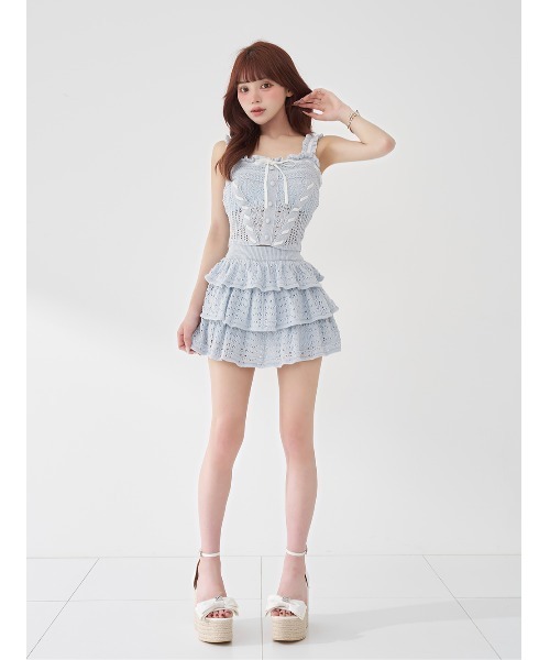 Darich(ダーリッチ)の「クロシェニットフリルセットアップ(セットアップ・レディース・サックスブルー/ブラック/アイボリー・FREE/FL)」の17枚目の写真