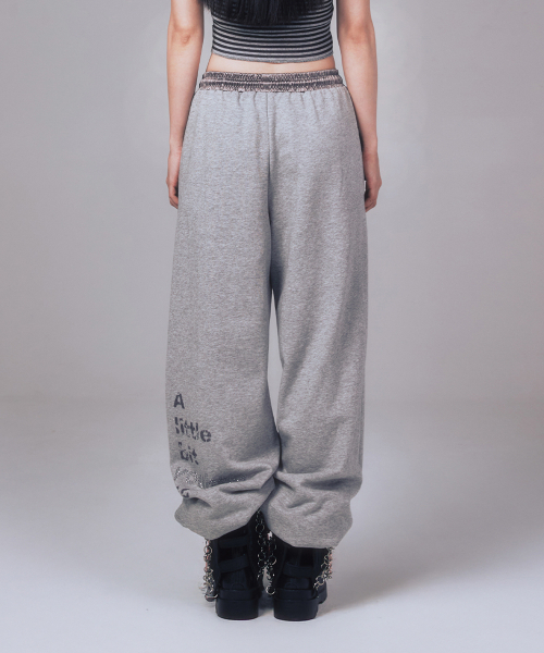 YOUHEE(ユヒ)の「YOUHEETIC HOTFIX SWEATPANTS MELANGE GREY(スウェットパンツ・レディース・その他・FREE)」の1枚目の写真