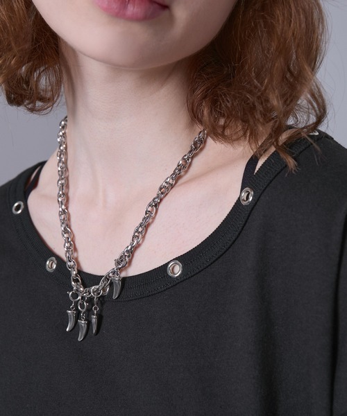 EMMA CLOTHES(エマクローズ)の「eyelet design graphic t-shirt /ハトメデザイングラフィックTシャツ【黒色コラボ】(Tシャツ/カットソー・メンズ・ホワイト/ブラック・S/M)」の17枚目の写真