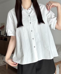 丸襟コットンシャツ