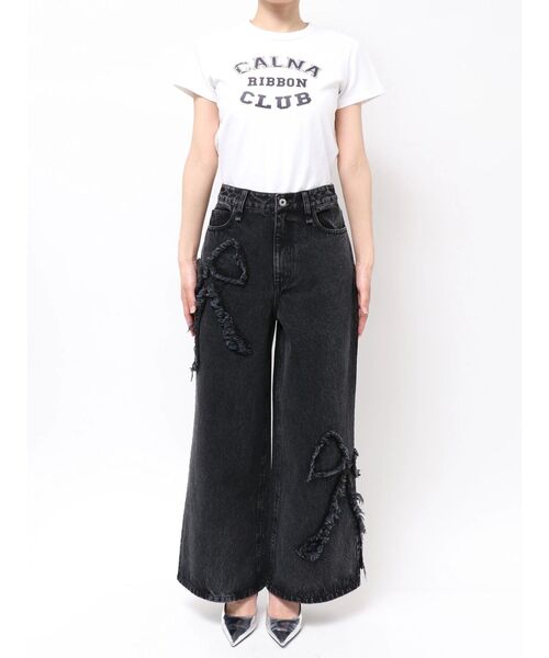 CALNAMUR(カルナムール)の「フリンジリボンデニムパンツ(デニムパンツ・レディース・ブルー/ブラック・MEDIUM/SMALL)」の8枚目の写真