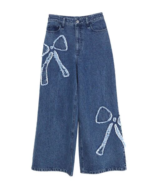 CALNAMUR(カルナムール)の「フリンジリボンデニムパンツ(デニムパンツ・レディース・ブルー/ブラック・MEDIUM/SMALL)」の3枚目の写真