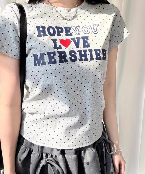 HALEY PESCA(ヘーリーペスカ)の「HALEY PESCA/レトロガーリードット柄Tシャツ(Tシャツ/カットソー・レディース・グレー・FREE)」の2枚目の写真