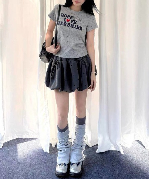 HALEY PESCA(ヘーリーペスカ)の「HALEY PESCA/レトロガーリードット柄Tシャツ(Tシャツ/カットソー・レディース・グレー・FREE)」の4枚目の写真