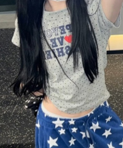 HALEY PESCA(ヘーリーペスカ)の「HALEY PESCA/レトロガーリードット柄Tシャツ(Tシャツ/カットソー・レディース・グレー・FREE)」の10枚目の写真