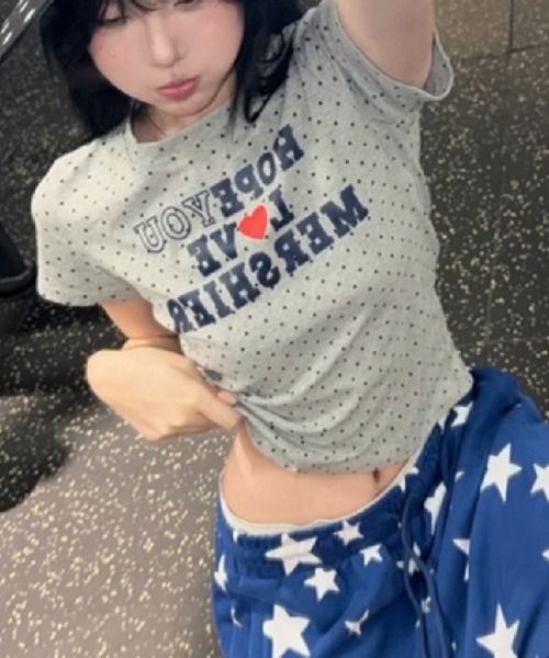HALEY PESCA(ヘーリーペスカ)の「HALEY PESCA/レトロガーリードット柄Tシャツ(Tシャツ/カットソー・レディース・グレー・FREE)」の11枚目の写真