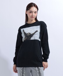mmts | 【COLLABORATION】清水奈緒 / HAPPY デコ ロングTシャツ 旅行 レイヤード 洗濯可能 主役トップス ライブ 猫(Tシャツ/カットソー)