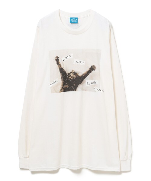 mmts(マミタス)の「【COLLABORATION】清水奈緒 / HAPPY デコ ロングTシャツ 旅行 レイヤード 洗濯可能 主役トップス ライブ 猫(Tシャツ/カットソー・レディース・ホワイト/ブラック・M/XL/L)」の12枚目の写真