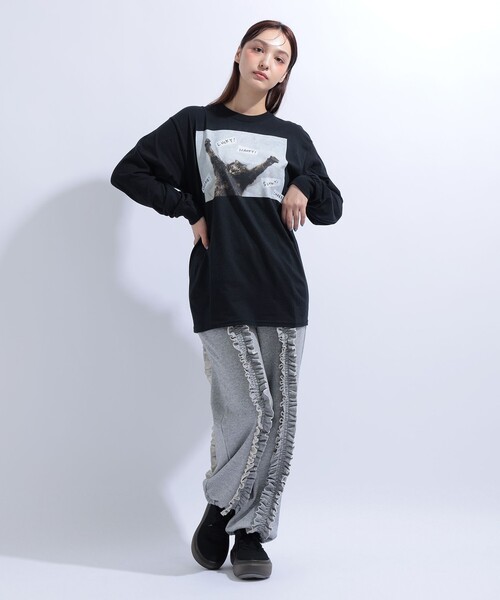 mmts(マミタス)の「【COLLABORATION】清水奈緒 / HAPPY デコ ロングTシャツ 旅行 レイヤード 洗濯可能 主役トップス ライブ 猫(Tシャツ/カットソー・レディース・ホワイト/ブラック・M/XL/L)」の21枚目の写真