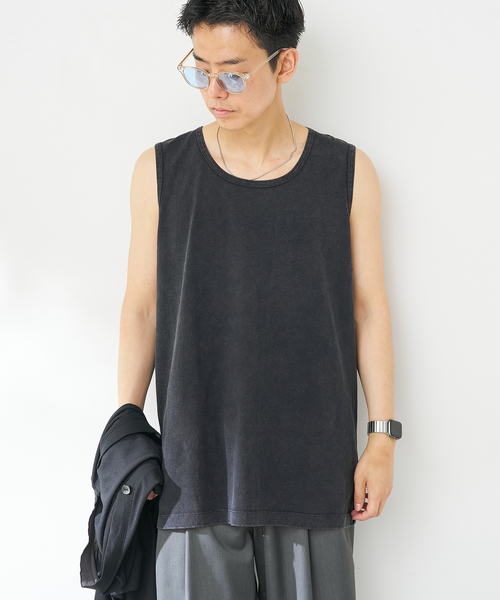 B.C STOCK(ベーセーストック)の「《追加》【ANTS & ELEPHANTS】ヴィンテージ加工 レイヤードタンクトップ(Tシャツ/カットソー・メンズ・ブラック/ブルー系その他/アイボリー・MEDIUM/LARGE)」の9枚目の写真