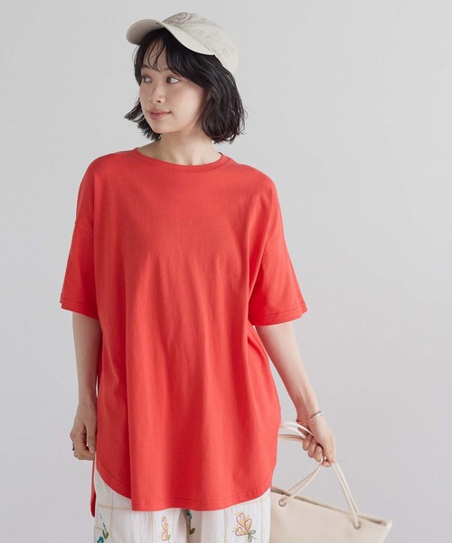 HEART MARKET(ハートマーケット)の「★裾ラウンドビッグTEE(Tシャツ/カットソー・レディース・グリーン/オレンジ/ネイビー/ブラック/ナチュラル・FREE)」の5枚目の写真