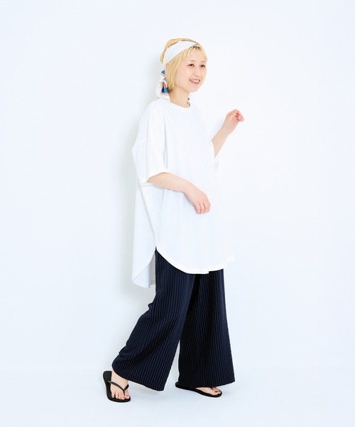 HEART MARKET（ハートマーケット）の「裾ラウンドビッグTEE（Tシャツ/カットソー・レディース・グリーン/オレンジ/ネイビー/ブラック/ナチュラル/ホワイト・FREE）」の7枚目の写真