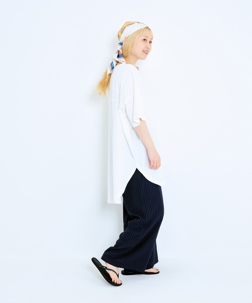 HEART MARKET（ハートマーケット）の「裾ラウンドビッグTEE（Tシャツ/カットソー・レディース・グリーン/オレンジ/ネイビー/ブラック/ナチュラル/ホワイト・FREE）」の8枚目の写真