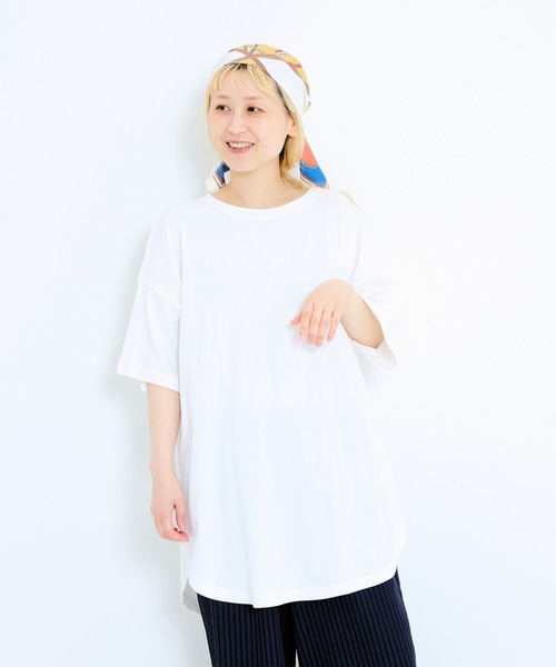 HEART MARKET（ハートマーケット）の「裾ラウンドビッグTEE（Tシャツ/カットソー・レディース・グリーン/オレンジ/ネイビー/ブラック/ナチュラル/ホワイト・FREE）」の10枚目の写真
