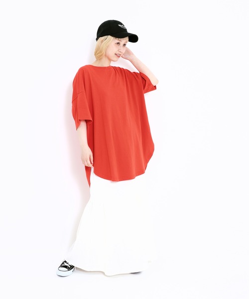 HEART MARKET（ハートマーケット）の「裾ラウンドビッグTEE（Tシャツ/カットソー・レディース・グリーン/オレンジ/ネイビー/ブラック/ナチュラル/ホワイト・FREE）」の13枚目の写真