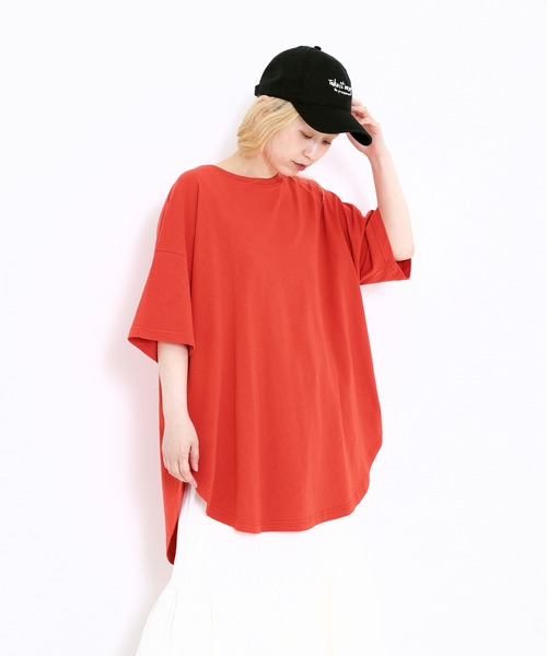 HEART MARKET（ハートマーケット）の「裾ラウンドビッグTEE（Tシャツ/カットソー・レディース・グリーン/オレンジ/ネイビー/ブラック/ナチュラル/ホワイト・FREE）」の16枚目の写真