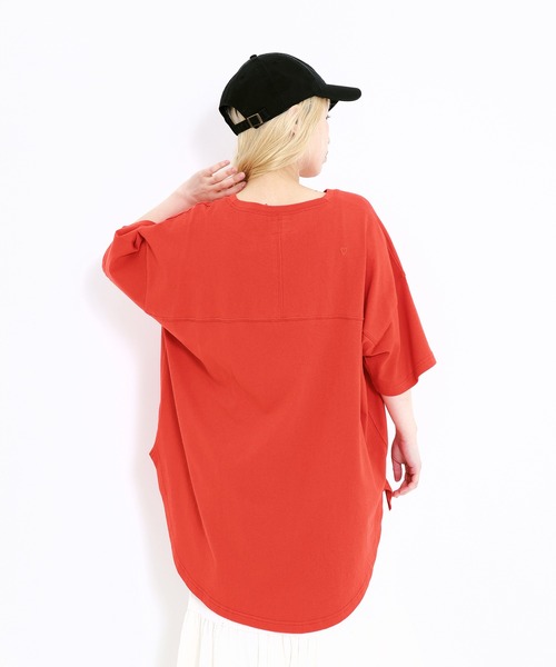 HEART MARKET（ハートマーケット）の「裾ラウンドビッグTEE（Tシャツ/カットソー・レディース・グリーン/オレンジ/ネイビー/ブラック/ナチュラル/ホワイト・FREE）」の18枚目の写真