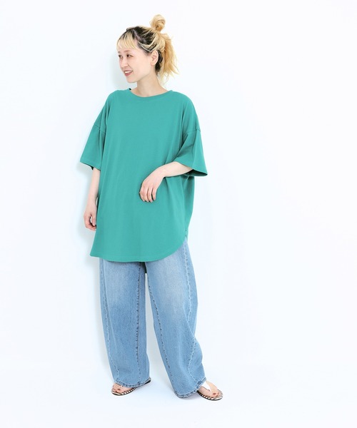 HEART MARKET（ハートマーケット）の「裾ラウンドビッグTEE（Tシャツ/カットソー・レディース・グリーン/オレンジ/ネイビー/ブラック/ナチュラル/ホワイト・FREE）」の19枚目の写真
