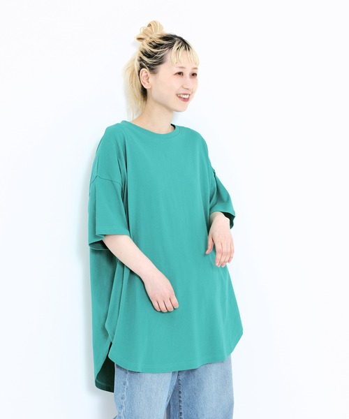 HEART MARKET（ハートマーケット）の「裾ラウンドビッグTEE（Tシャツ/カットソー・レディース・グリーン/オレンジ/ネイビー/ブラック/ナチュラル/ホワイト・FREE）」の20枚目の写真