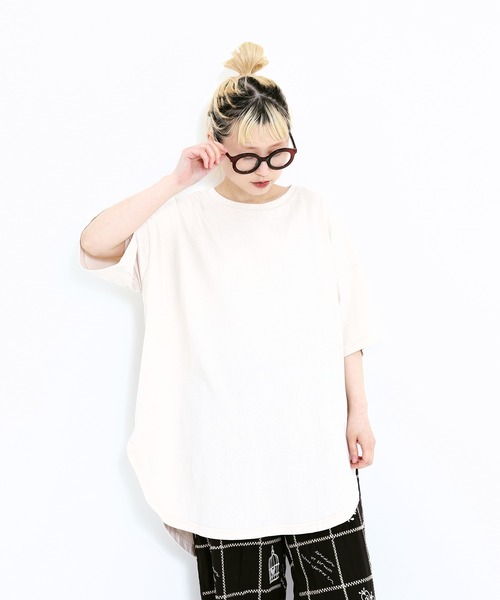 HEART MARKET（ハートマーケット）の「裾ラウンドビッグTEE（Tシャツ/カットソー・レディース・グリーン/オレンジ/ネイビー/ブラック/ナチュラル/ホワイト・FREE）」の22枚目の写真