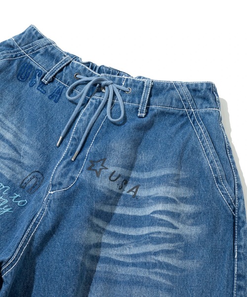 Universal Style Wear(ユニバーサルスタイルウェア)の「Universal Style Wear/ユニバーサルスタイルウェア RAKUGAKI denim pants(デニムパンツ・メンズ・ブラック/ライトインディゴブルー・X-LARGE/LARGE/MEDIUM)」の3枚目の写真