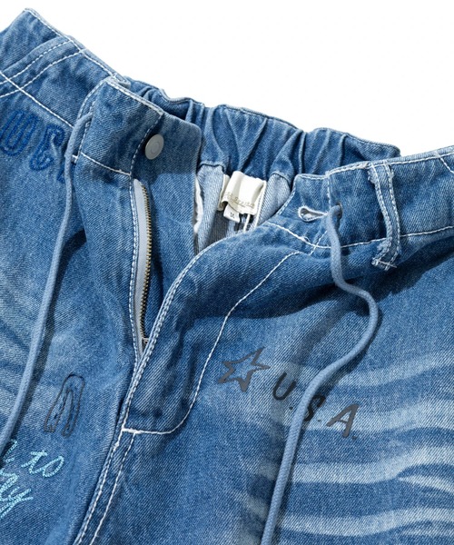 Universal Style Wear(ユニバーサルスタイルウェア)の「Universal Style Wear/ユニバーサルスタイルウェア RAKUGAKI denim pants(デニムパンツ・メンズ・ブラック/ライトインディゴブルー・X-LARGE/LARGE/MEDIUM)」の4枚目の写真