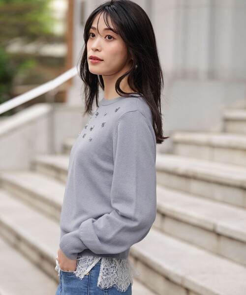 ANY SIS(エニィスィス)の「レース付きサテン ブラウス(シャツ/ブラウス・レディース・ホワイト系/グレー系・X-SMALL)」の16枚目の写真