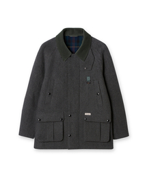 WOOL BLENDED HERRINGBONE MID HUNTING JACKET [C/GREY]