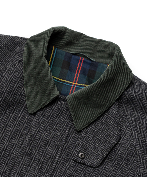EDINBURGH CLUB（エディンバラクラブ）の「WOOL BLENDED HERRINGBONE MID HUNTING JACKET [C/GREY]（ミリタリージャケット・メンズ・グレー・SMALL/MEDIUM/LARGE/X-LARGE）」の3枚目の写真