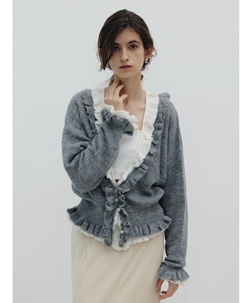 frill knit cardigan