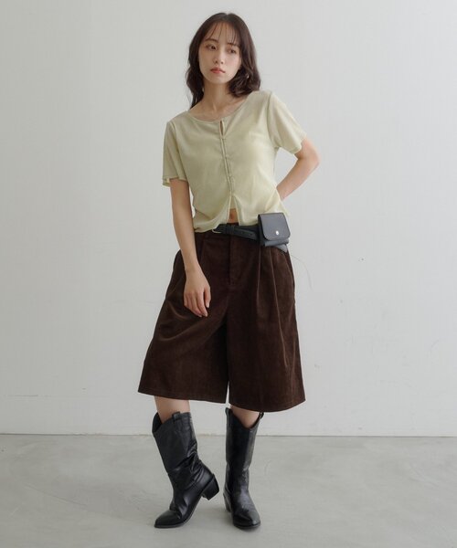 Kastane(カスタネ)の「【7.18(土)12:00発売】ポーチベルト付きコーデュロイバミューダパンツ(その他パンツ・レディース・ブラウン/ブラック・FREE)」の9枚目の写真