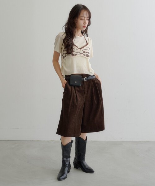 Kastane(カスタネ)の「【7.18(土)12:00発売】ポーチベルト付きコーデュロイバミューダパンツ(その他パンツ・レディース・ブラウン/ブラック・FREE)」の5枚目の写真