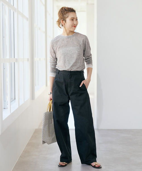 Spick & Span(スピックアンドスパン)の「《新色有り / 追加》シアーリブレイヤードプルオーバー(Tシャツ/カットソー・レディース・グレー/チャコールグレー/ボルドー・FREE)」の5枚目の写真