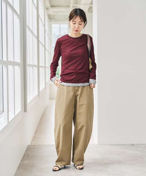 Spick & Span(スピックアンドスパン)の「《新色有り / 追加》シアーリブレイヤードプルオーバー(Tシャツ/カットソー・レディース・グレー/チャコールグレー/ボルドー・FREE)」の6枚目の写真
