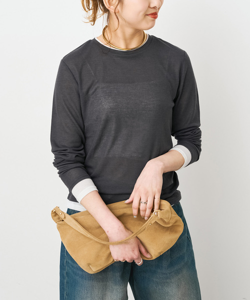 Spick & Span(スピックアンドスパン)の「《新色有り / 追加》シアーリブレイヤードプルオーバー(Tシャツ/カットソー・レディース・グレー/チャコールグレー/ボルドー・FREE)」の8枚目の写真