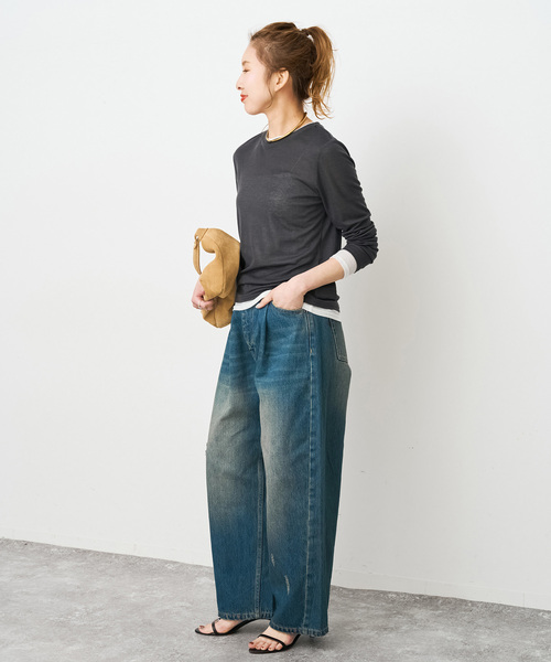 Spick & Span(スピックアンドスパン)の「《新色有り / 追加》シアーリブレイヤードプルオーバー(Tシャツ/カットソー・レディース・グレー/チャコールグレー/ボルドー・FREE)」の11枚目の写真