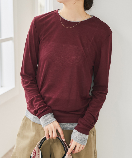 Spick & Span(スピックアンドスパン)の「《新色有り / 追加》シアーリブレイヤードプルオーバー(Tシャツ/カットソー・レディース・グレー/チャコールグレー/ボルドー・FREE)」の19枚目の写真