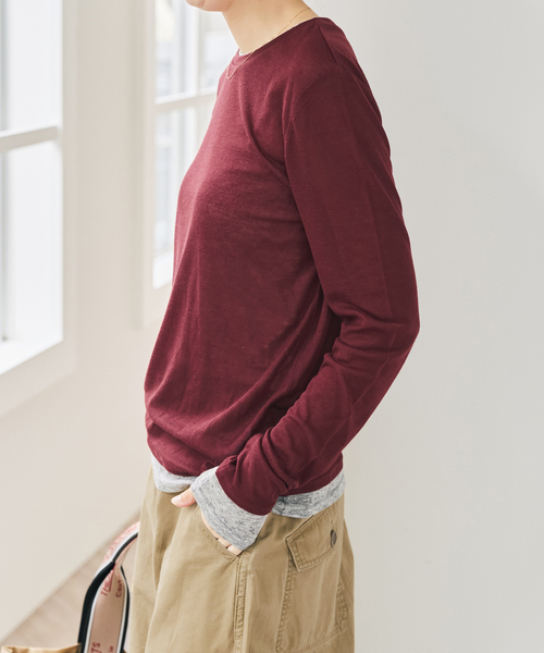 Spick & Span(スピックアンドスパン)の「《新色有り / 追加》シアーリブレイヤードプルオーバー(Tシャツ/カットソー・レディース・グレー/チャコールグレー/ボルドー・FREE)」の20枚目の写真