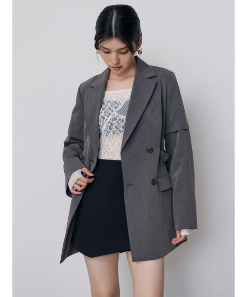MURUA(ムルーア)の「スリーブアタッチメントジャケットミニワンピース(ワンピース・レディース・グレー/ブラック・2/1)」の5枚目の写真