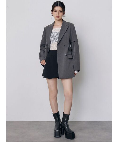 MURUA(ムルーア)の「スリーブアタッチメントジャケットミニワンピース(ワンピース・レディース・グレー/ブラック・2/1)」の8枚目の写真
