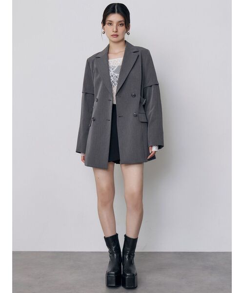 MURUA(ムルーア)の「スリーブアタッチメントジャケットミニワンピース(ワンピース・レディース・グレー/ブラック・2/1)」の9枚目の写真