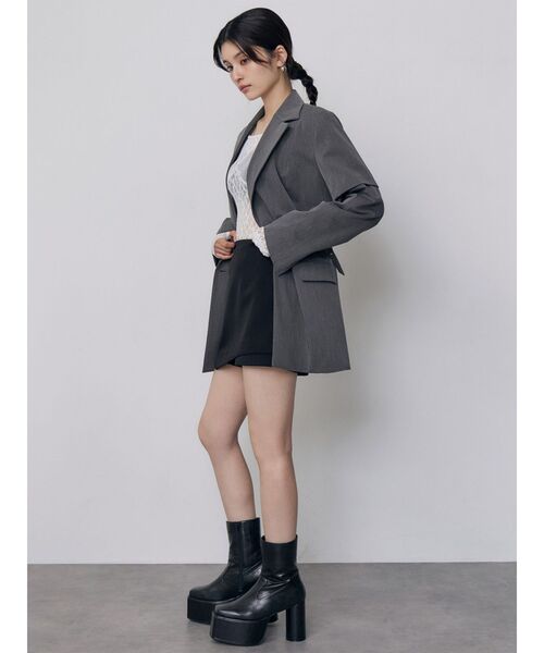 MURUA(ムルーア)の「スリーブアタッチメントジャケットミニワンピース(ワンピース・レディース・グレー/ブラック・2/1)」の10枚目の写真
