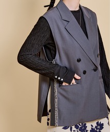 フリンジテープスリットジレ