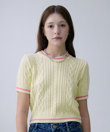 Cotton Cable Half Knit (Yellow)