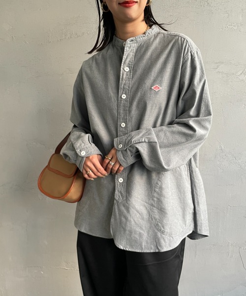 DANTON（ダントン）の「[DANTON/ダントン] コットンフランネル バンドカラーシャツ（シャツ/ブラウス・レディース・グレー/オリーブ/キナリ・40/38/42）」の3枚目の写真