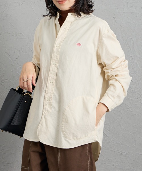 DANTON（ダントン）の「[DANTON/ダントン] コットンフランネル バンドカラーシャツ（シャツ/ブラウス・レディース・グレー/オリーブ/キナリ・40/38/42）」の2枚目の写真